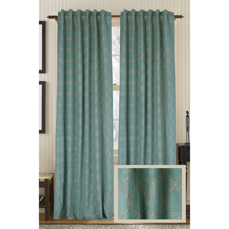 Zen Cotton Blend Semi Sheer Curtain Single Panel, Charlotte Blue, 50" W x 96" L