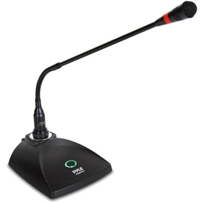 Desktop Gooseneck Wired Microphone System - Table Mounted Corded Voice Condenser Mic With Pop Filter - XLR To 1/4'' Sound Cord - For Karaoke, Conference, Studio Audio Recording - Pyle PDMIKC5 Black