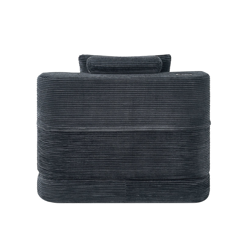 Canapé multifonctionnel à compression simple, 104" W, Dark Grey Corduroy
