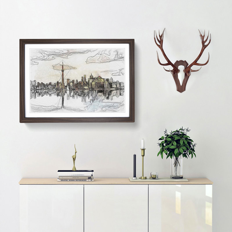 Reflection of the Toronto Skyline in Abstract - Picture Frame Graphic Art Print, 36cm H x 48cm W x 2cm D, Walnut Framed