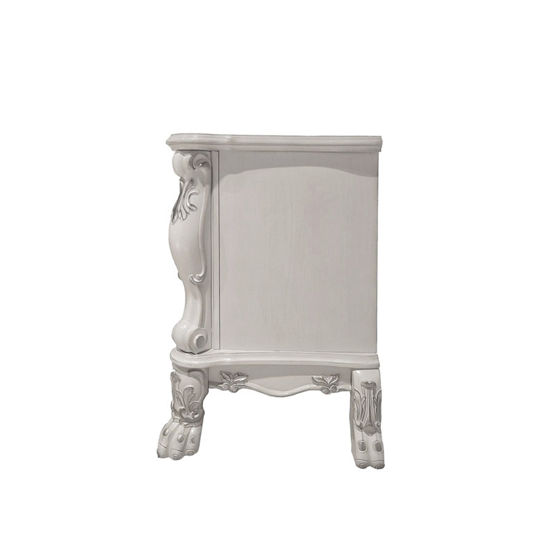 Table de chevet blanche à 2 tiroirs blanc cassé Bone