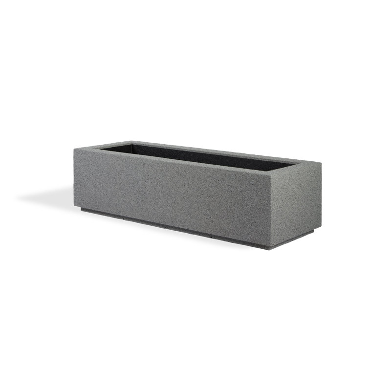 Milan Tall Polymer Box, 12" H x 46" W x 17" D, Gray Granite