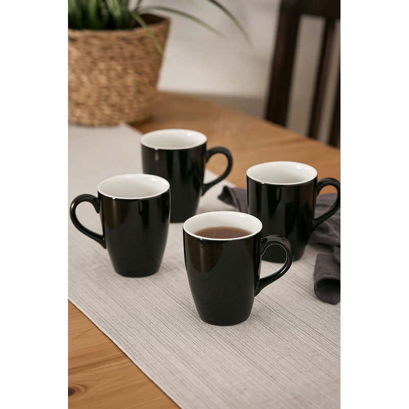 Elegant Black Porcelain Mug Set (6 Pieces), 2.8 x 2.8 x 3.5 inches | 100% Dishwasher & Microwave Safe | Perfect for Coffee, Tea, & Hot Beverages | Stylish & Durable Design for Home & Office Use