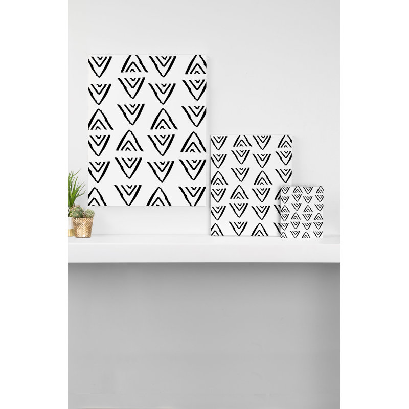 «Mudcloth 16» par Andrea Lauren - impression d'art graphique, H 30 po x l 24 po x P 2 po, Toile tendue, Pas de tapis