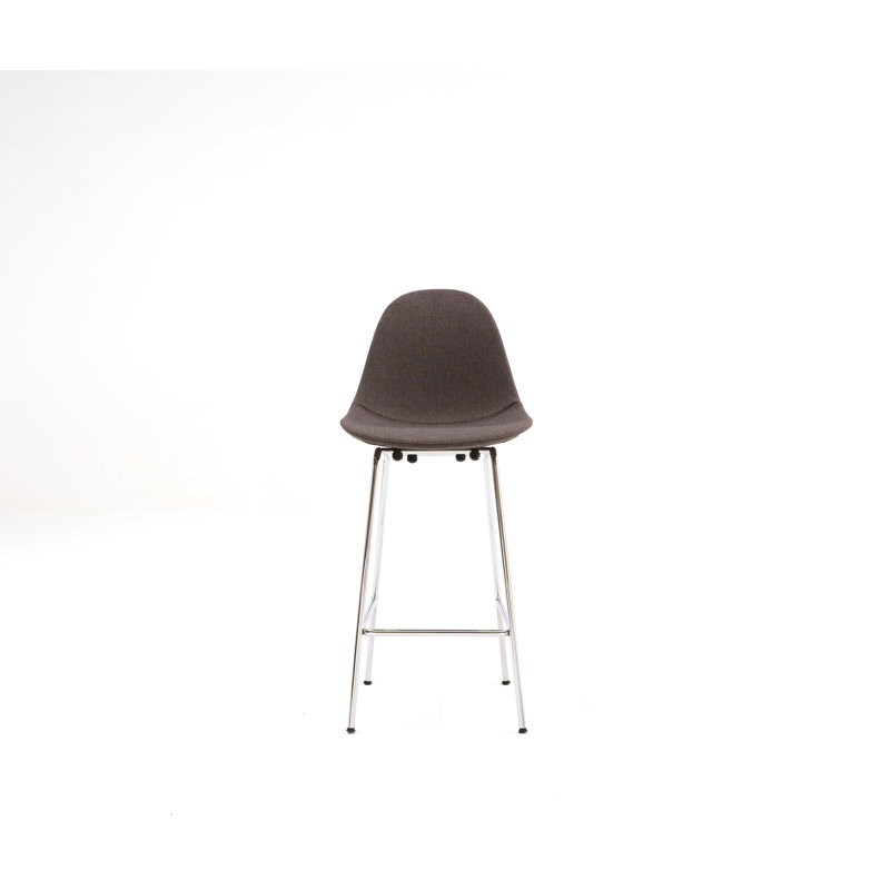 TA Upholstered Bar & Counter Stool, Bar Height (29.5" Seat Height), Dark Gray, Chrome