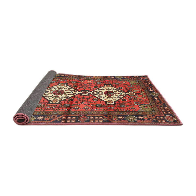 Tapis traditionnel rouge / beige Drumraw, Carré 3 pi