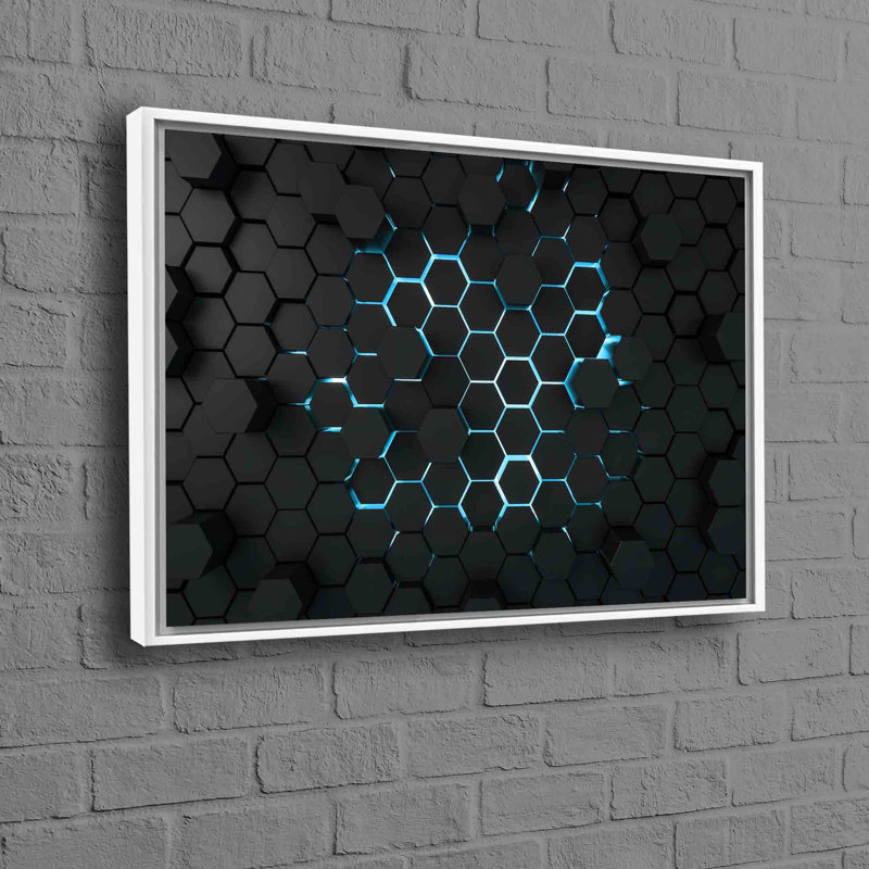 Art mural formes géométriques sur toile présentant un effet 3D idéal pour un décor de loft, H 22 po x l 30 po
