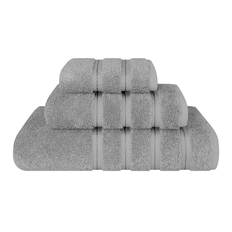 Ensemble de serviettes de bain turque 100% coton 3 pièces, collection super douce et absorbante Darcelle, Gris Rockridge