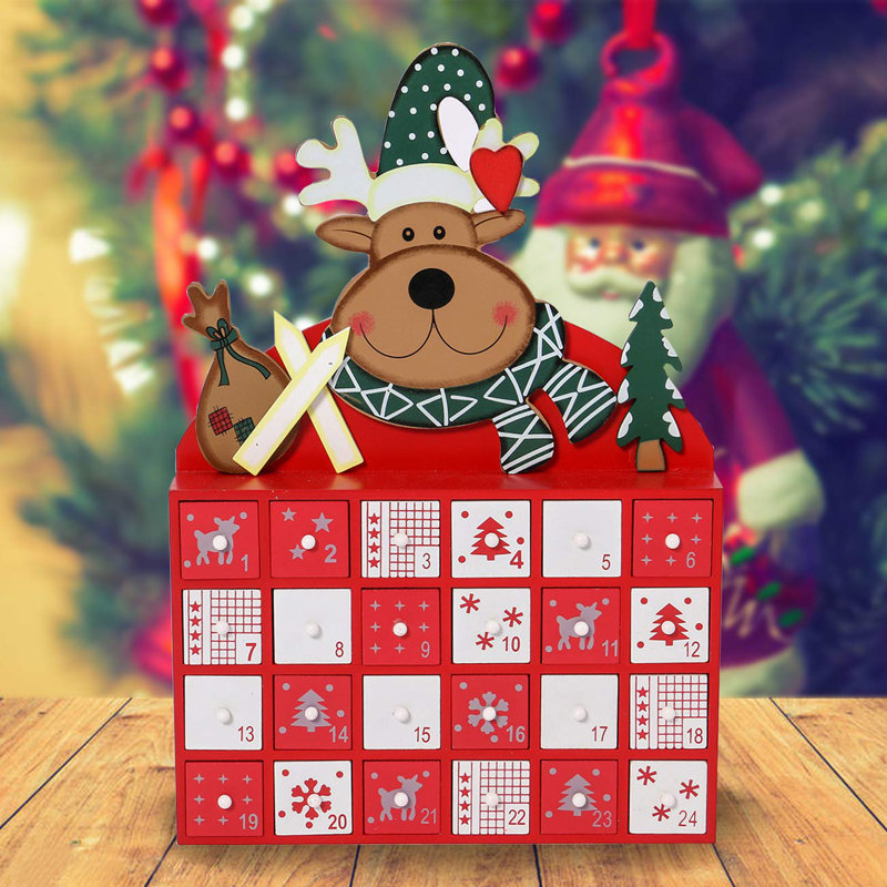 Décoration de Noël des fêtes de Noël avec tiroirs et compte à rebours de 24 jours