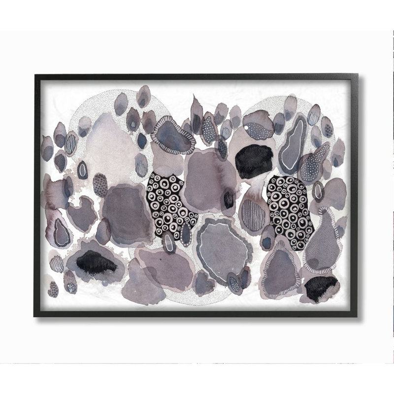 Abstrait goutte circulaire de Kim Rupe-reproduction d’art, H 16 po x l 20 po x 1,5 po, Giclée encadrée noir minuit