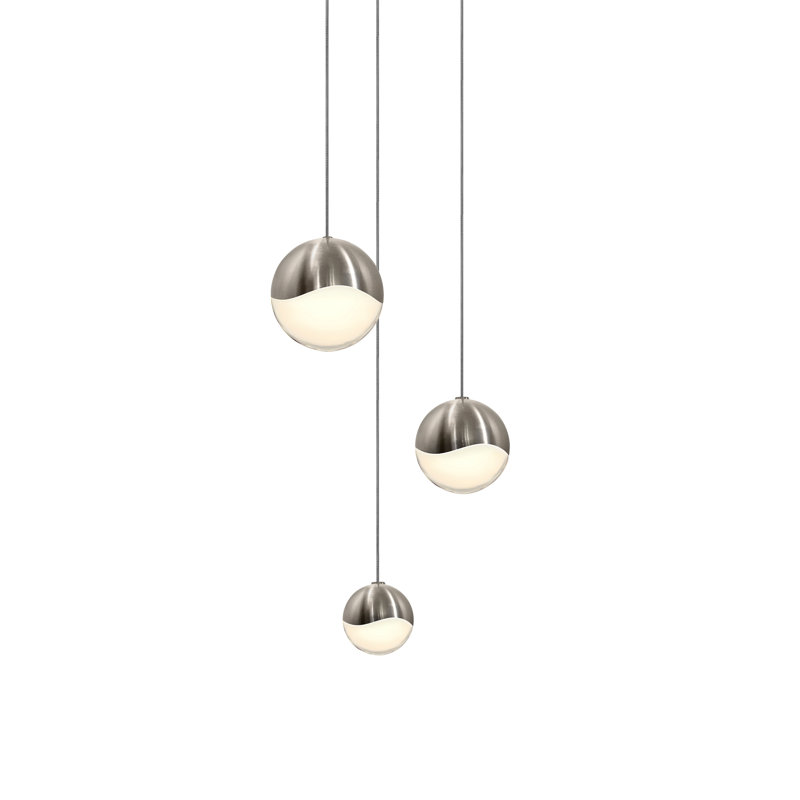 Grapes 3 - Light LED Pendant, 3" H x 8" W x 8" D , Satin Nickel