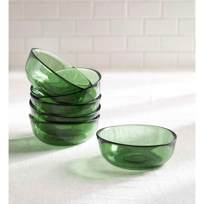 Bols en verre recyclé, ensemble de 6, Vert