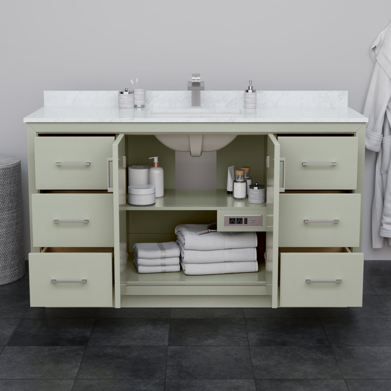 Icon 59.25" Single Bathroom Vanity Base and Mirror Only, White