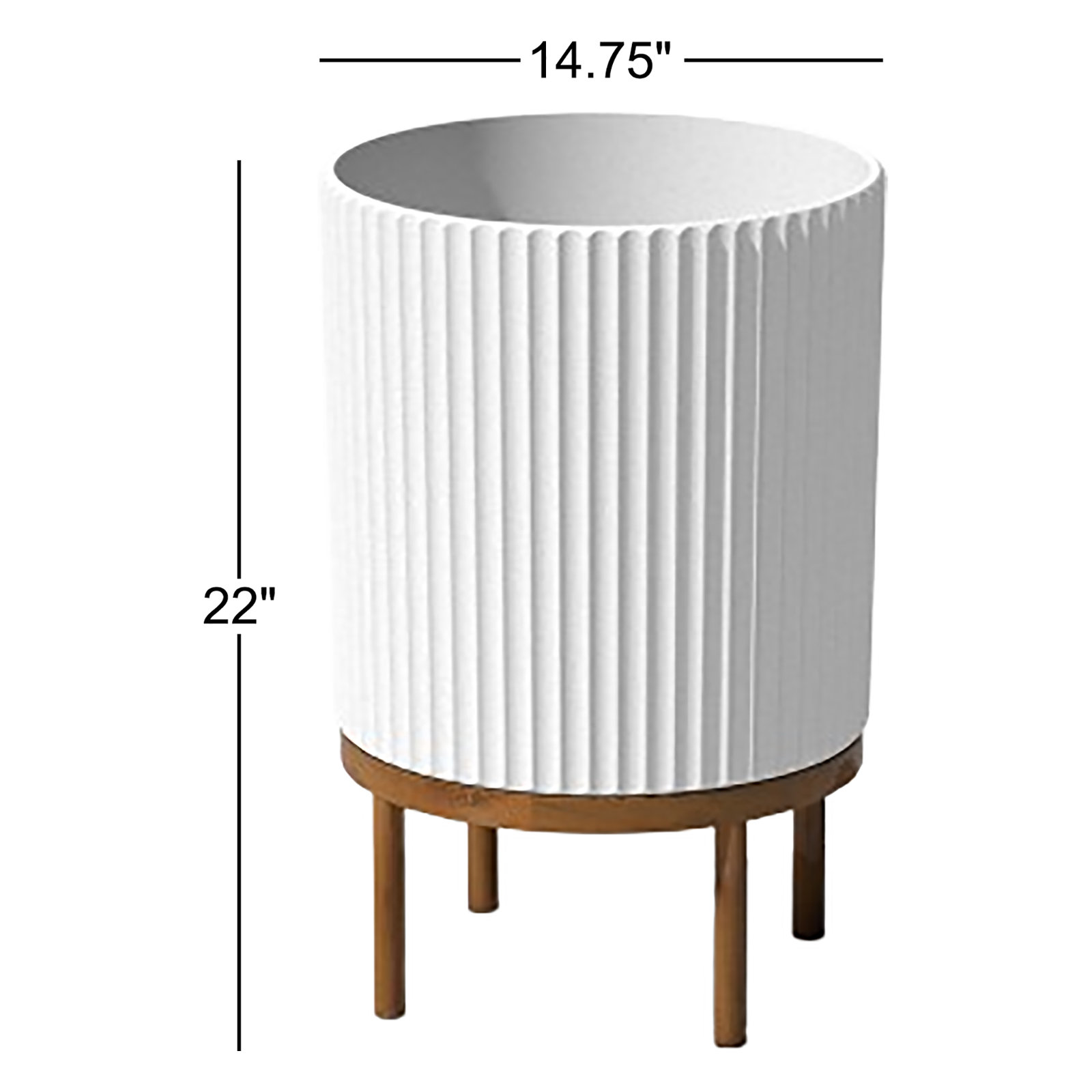 Demi Pot Planter, 1, White/Brown, 22" H x 14.75" W x 14.75" D