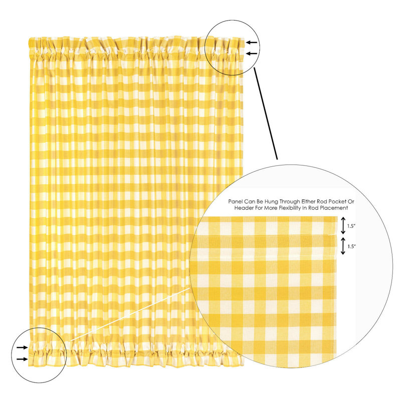 Ikuhiro Semi Sheer Curtain Single Panel, 54" W x 72" L, Yellow