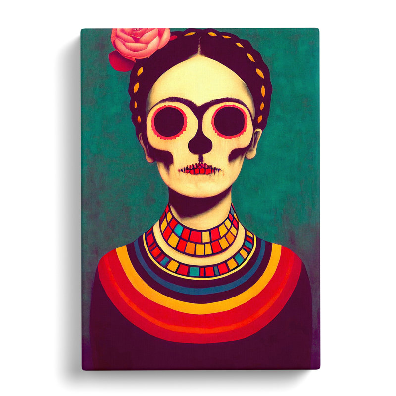 Frida Kahlo Sugar Skull - Wrapped Canvas, 60cm H x 40cm W x 3cm D