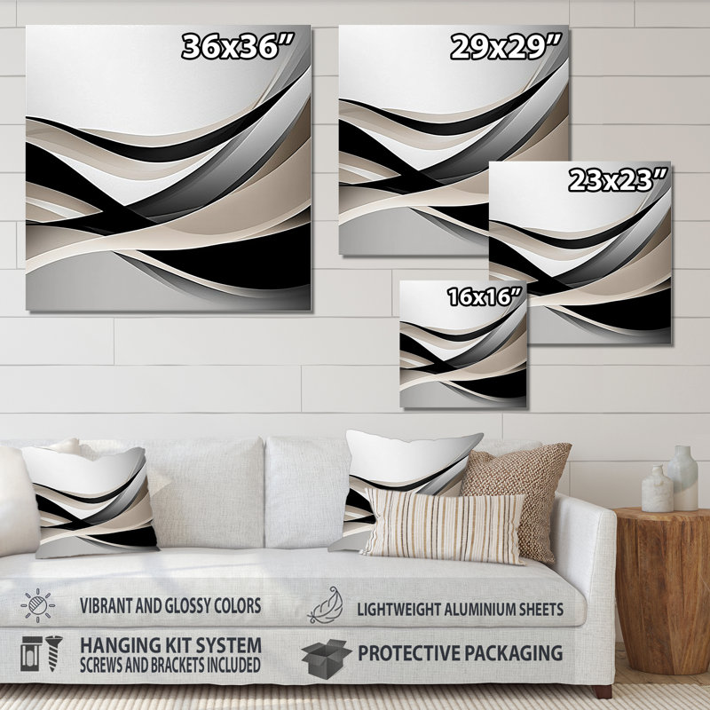 Minimal Geometric Rift II - Minimalisme, impression murale sur métal, H 29 po x l 29 po x P 0,84 po