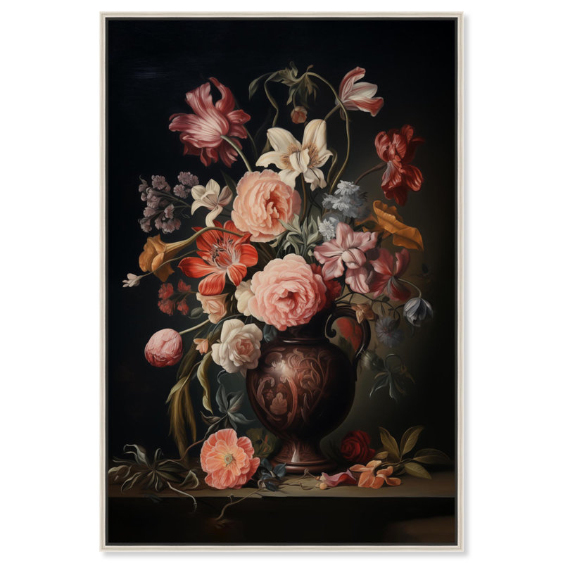 Art mural Vase victorien, Cadre argenté, H 31 po x l 21 po