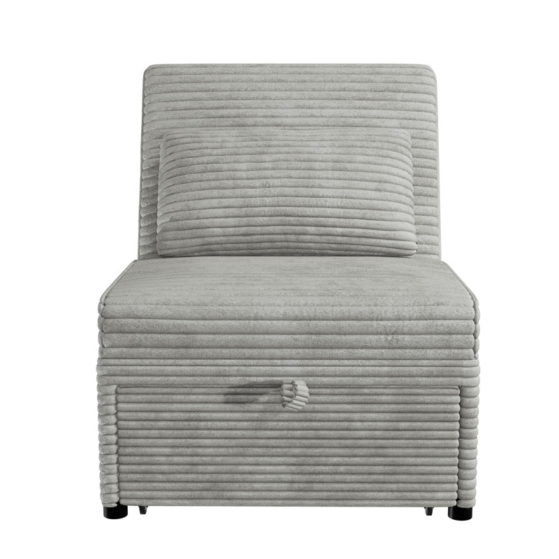 Contemporary Sleeper Sofa Chair, Natural Ash