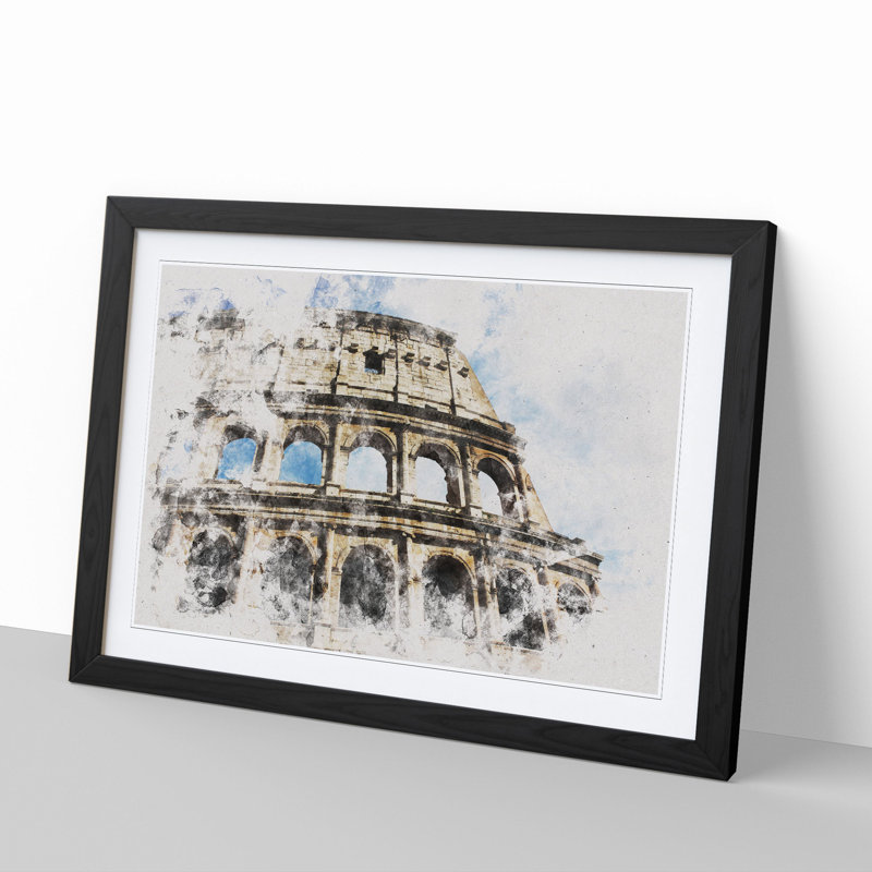 Coliseum in Rome - Picture Frame Painting, 48cm H x 65cm W x 2cm D, Black