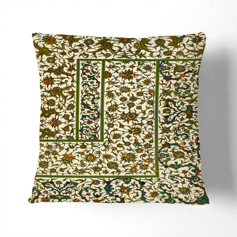 Indo-Persian Pattern with Flowers by Albert Racinet Cushion with Filling, 40cm H x 40cm W x 15cm D