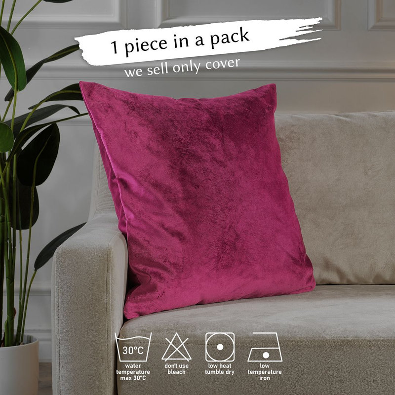 Matte Velvet Cushion Cover - 1 Pc, 51cm x 51cm, Ruby Magenta Pink
