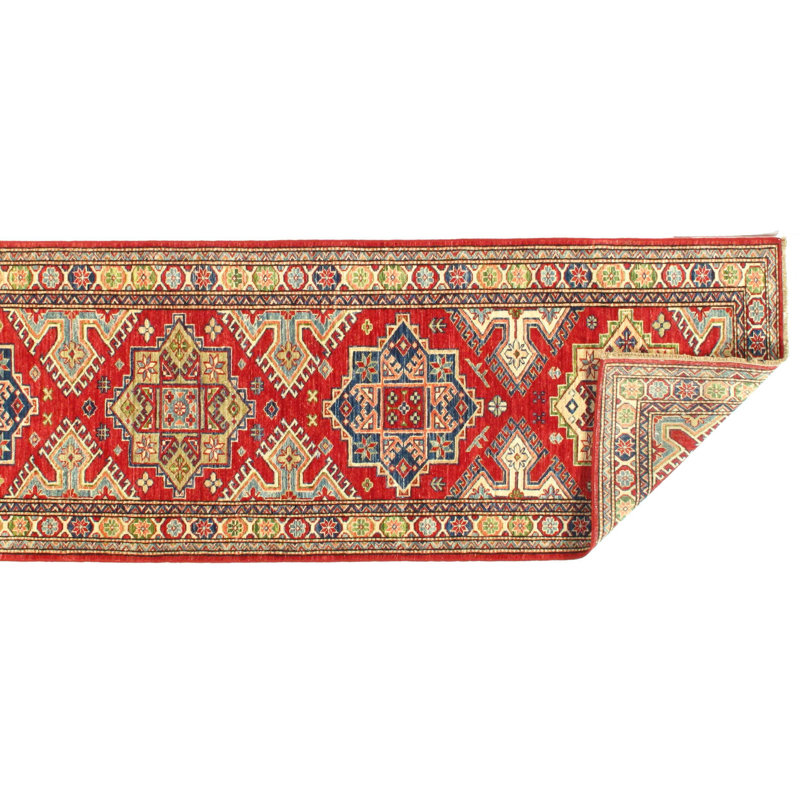Tapis bleu/rouge en laine noué la à la main Marshallville