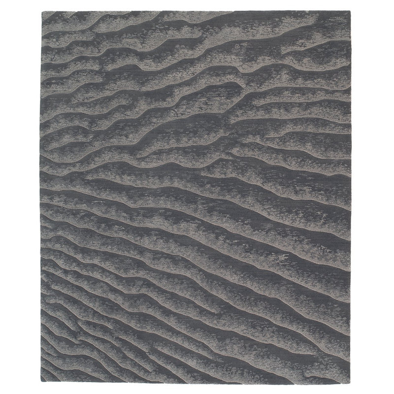 Dunes Wool Abstract Area Rug in Gray/Neutral, Rectangle 3' x 5'