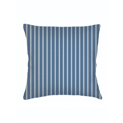 Navy Blue French Stripe Linen Euro Pillow 26x26 with Down Alternative Insert