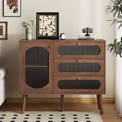 Accent Cabinet With 3 Drawers And Door, Wooden Storage Cabinet With Shelve