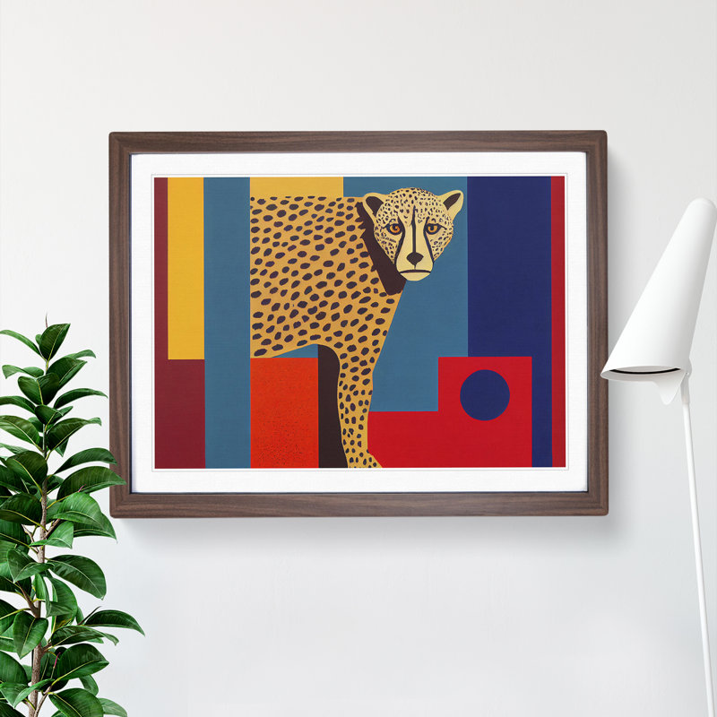 Abstract Cheetah - Single Picture Frame Print, 25cm H x 34cm W x 2cm D, Walnut
