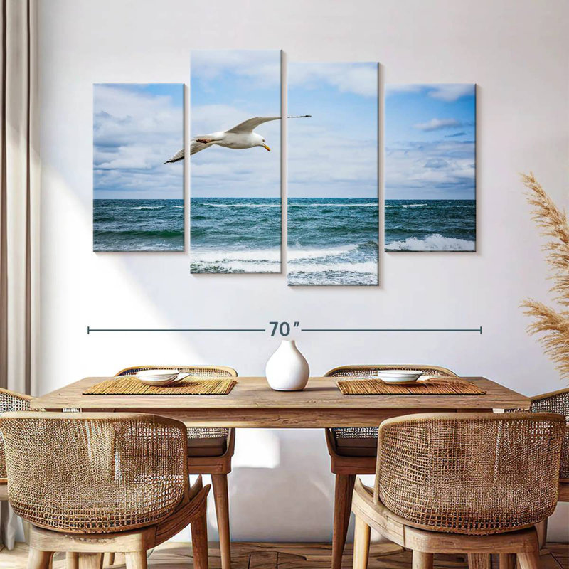 Mouette Brampt au-dessus de la mer, H 42 po x l 68 po