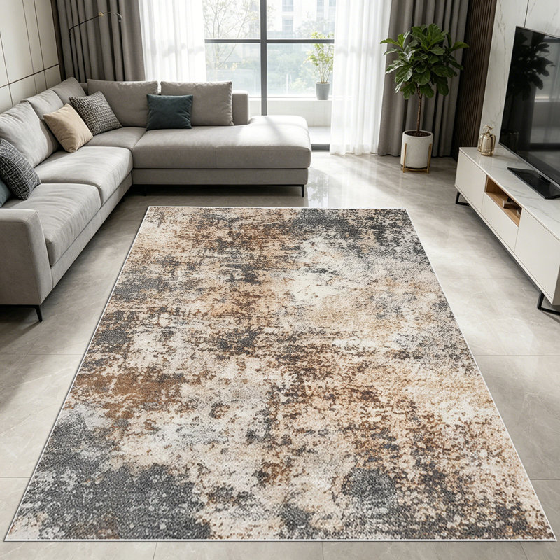 1PC Warm Earth Tone Distressed Speckled Abstract area rugs for Living Room, Soft, All seasons, Easy-maintain, Washable Indoor mat, Farmhouse suitable for dining area, bedroom, entryway, home office, patio porch, hallway, Home Decor, Outdoor Decor.