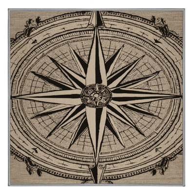 Washable Grand Compass Rose Coastal Area Rug