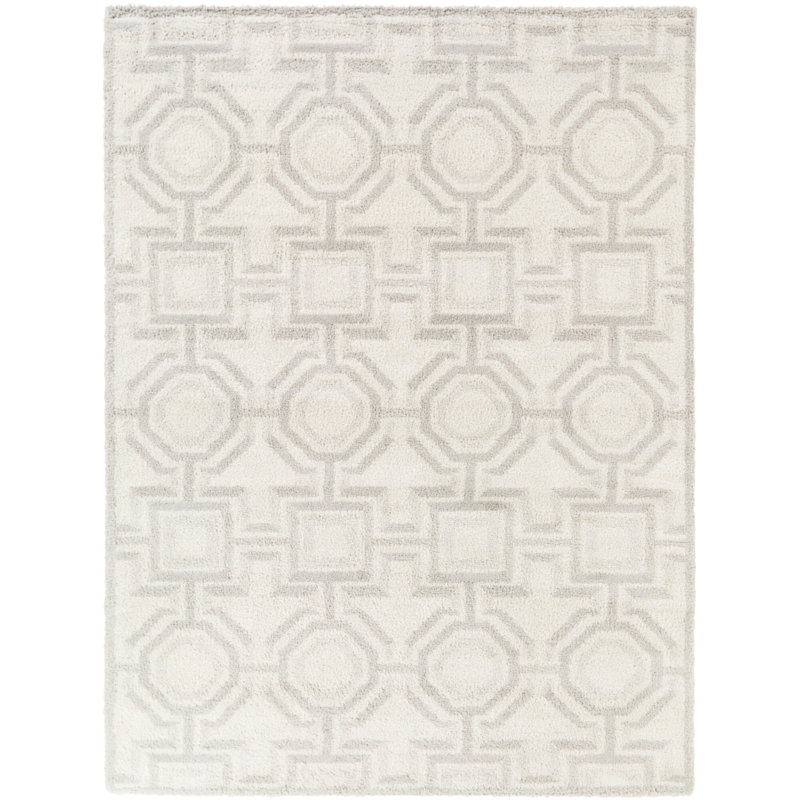 Eos Grey/Cream Modern Trellis Area Rug, Rectangle 5'3" x 7'