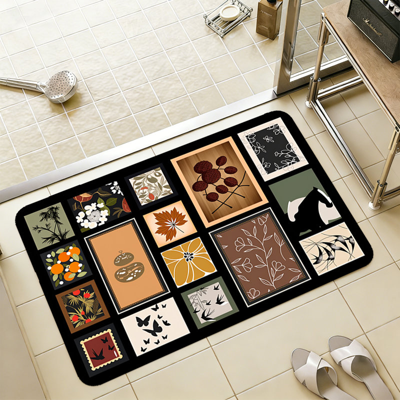 Non-Slip Thin Bathroom Mats Machine Washable, 36" L x 24" W
