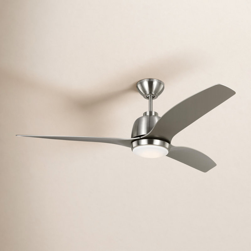 Avila LED Downrod Ceiling Fan, Brushed Silver