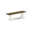 6-Piece Dining Table Set with Distressed Jacobean Dining Table and Wood Bench - 4 Cream Linen Fabric Kitchen Parson Wire brushed Linen White.-1864130460-1864128611