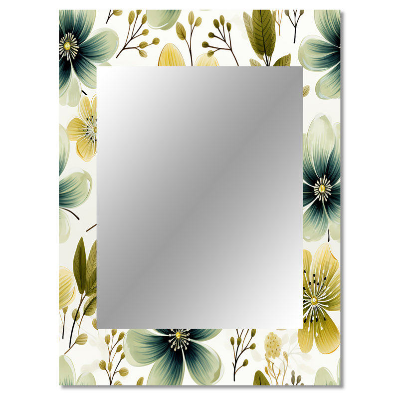 Fougères vertes et blanches de Yorleny - Sereny, miroir mural floral unique, art floral imprimé, 40 po x 30 po