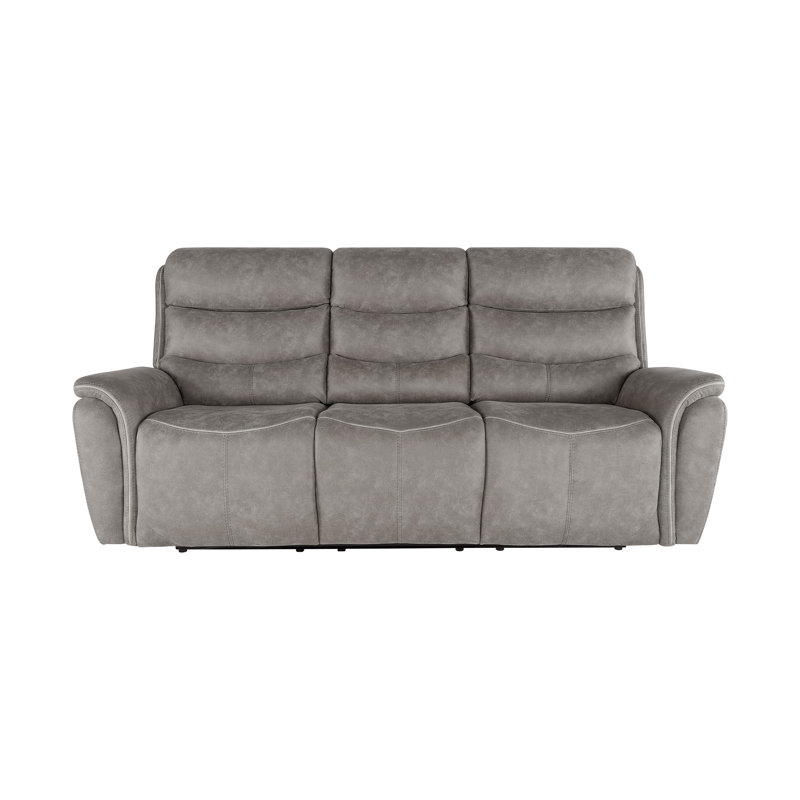 Canapé inclinable électrique 86 po Folu, revêtement en tissu gris, ports USB
