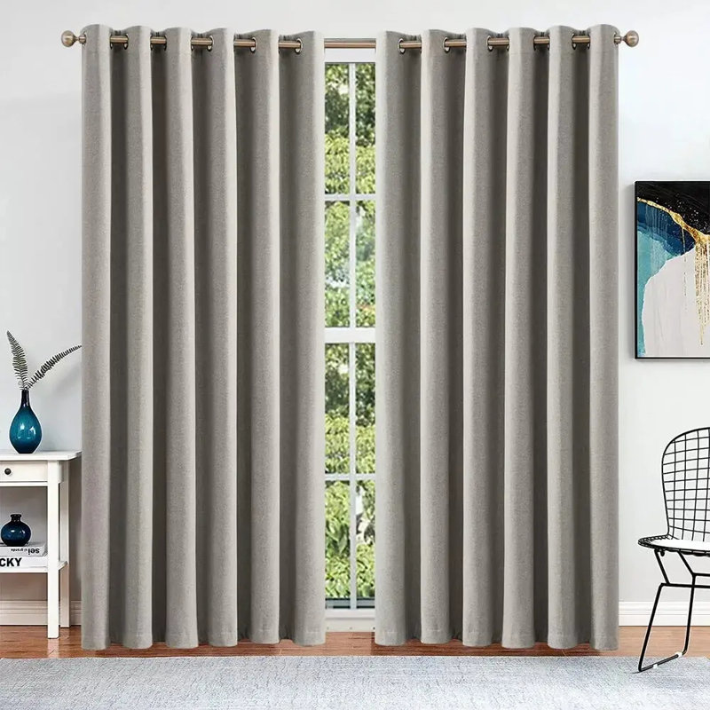 Blackout Curtain Panel Pair, 165 cm Width x 183 cm Drop, Beige