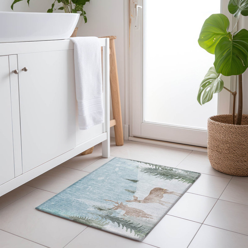 Red Rectangular Washable Synthetic Indoor/Outdoor Rug