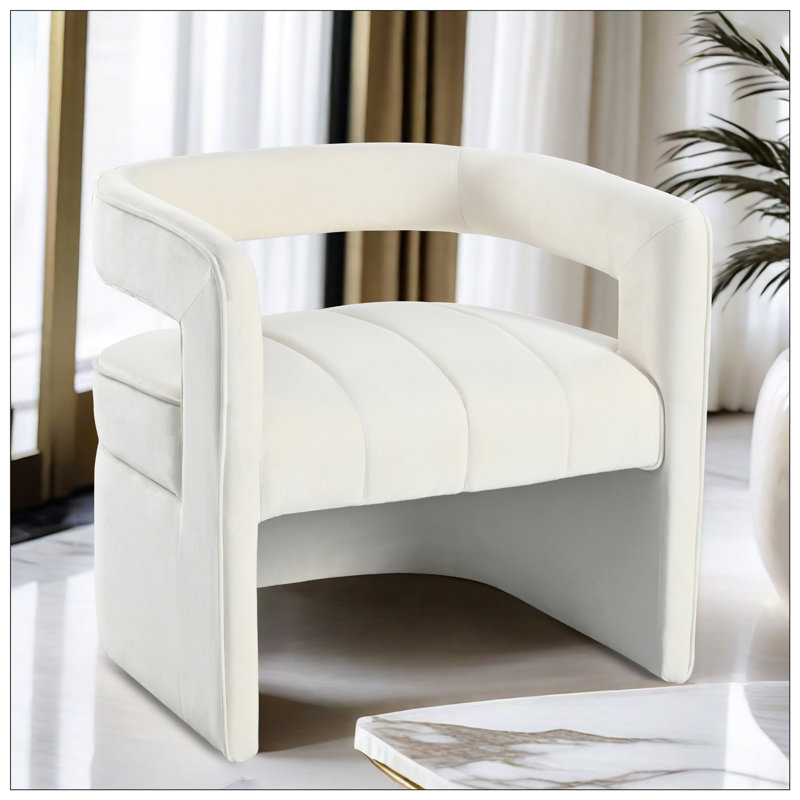 Fauteuil d'appoint Tordis, Velours blanc ivoire