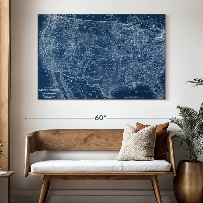 Aliaz US Map Blueprint, 34" H x 51" W