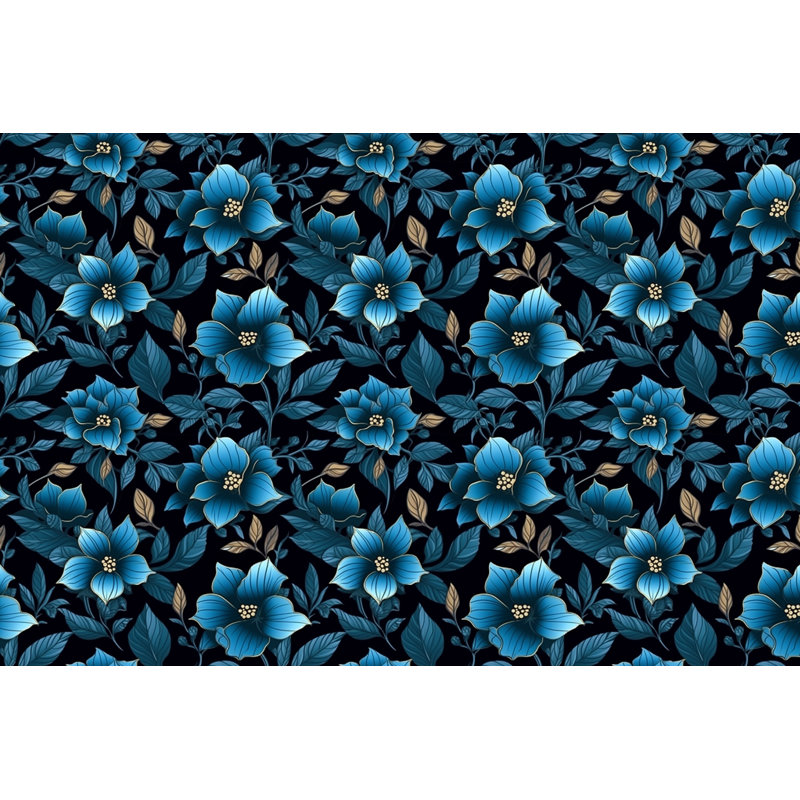 Machine Printed Duvet Cover, Queen Duvet Cover, Black/Blue