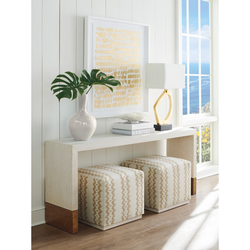Carmel 72" Cream Wood and Stone Rectangular Console Table