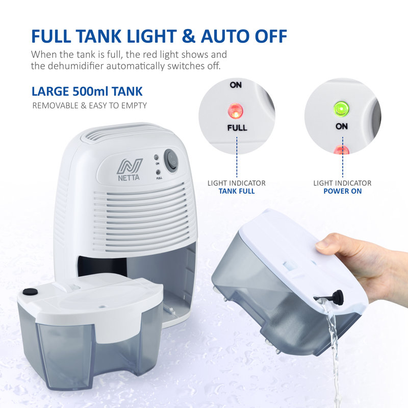 NETTA 500ml Mini Dehumidifier, Grey