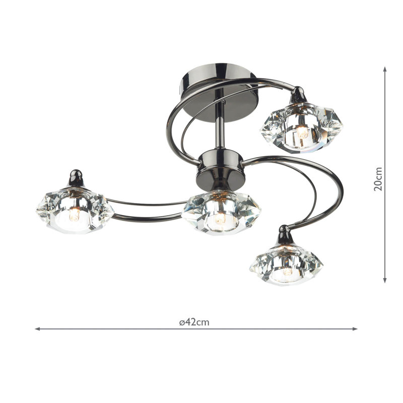 Greenhaw Glass Semi Flush Mount, Black Chrome