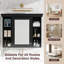 Armoire de rangement murale pour salle de bain avec porte miroir et tablettes ouvertes-1902920403