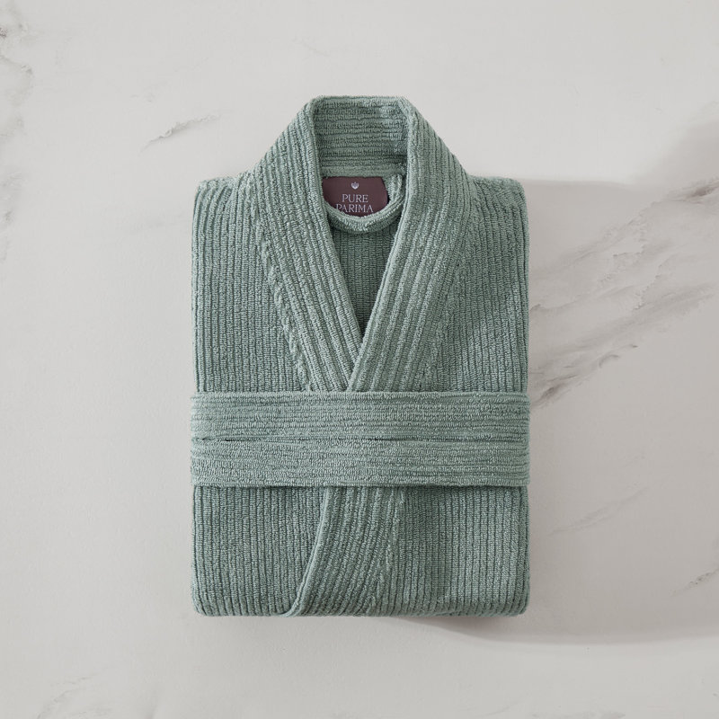 Egyptian Cotton Ribbed Robe, XS/S, Sage